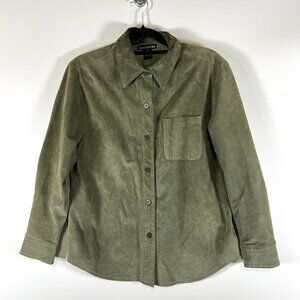 Vintage suede Green‎ button down shirt western boho Territories Women’s Medium